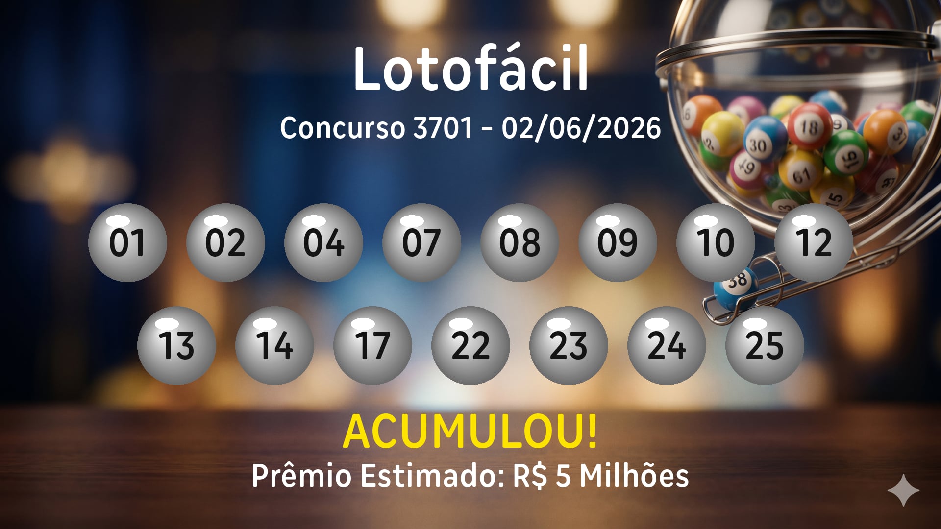 Imagem ilustrativa sobre Lotofácil 3701: prêmio de R$ 2 milhões agita apostadores e resultado sai nesta terça (2)