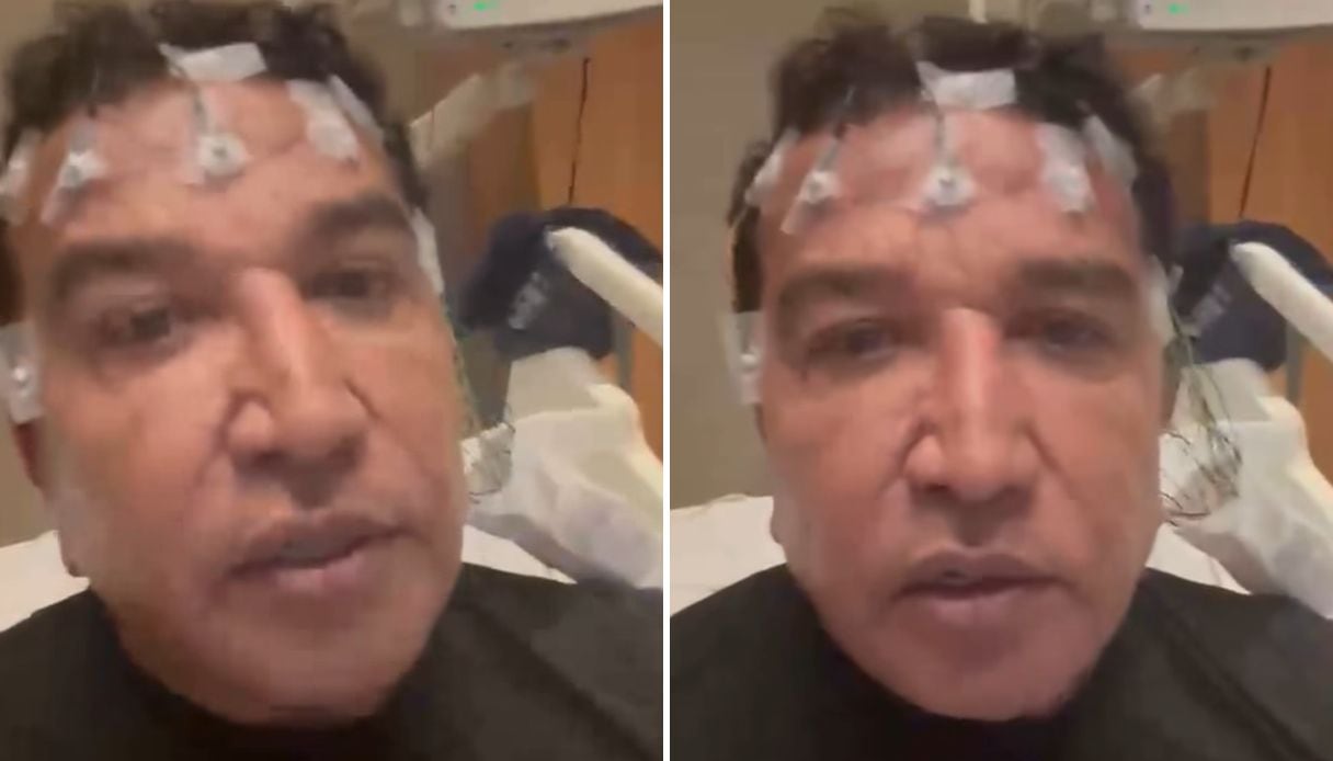 Imagem do senador Magno Malta ao lado de elementos hospitalares (maca, enfermeira e câmera de segurança), com balança da justiça simbolizando a apuração dos fatos e as versões conf